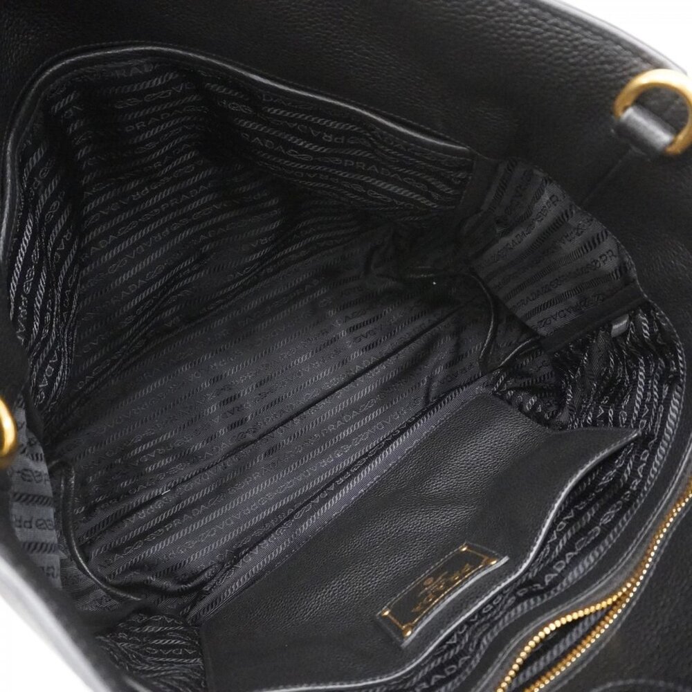 PRADA Black Leather Tote Bag with Gold Hardware - Picture 7 of 11